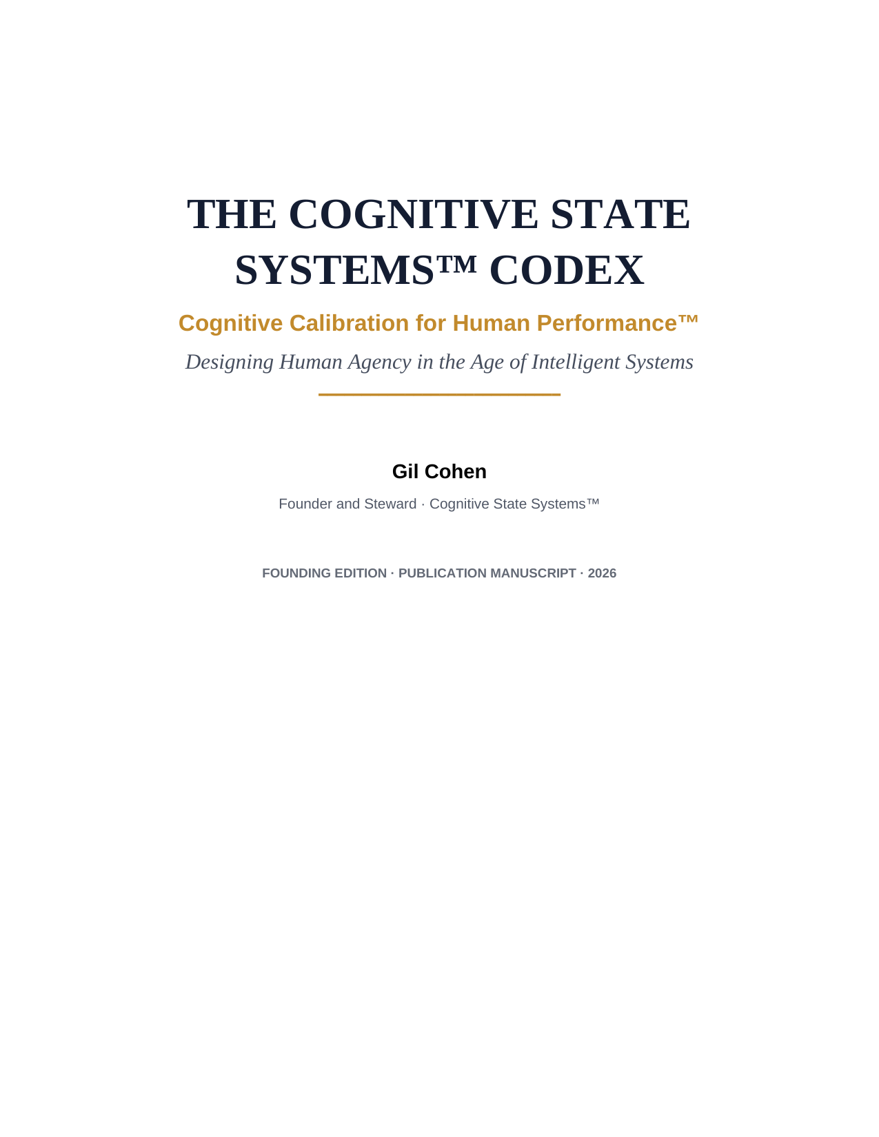 Cover of The Cognitive State Systems Codex by Gil Cohen